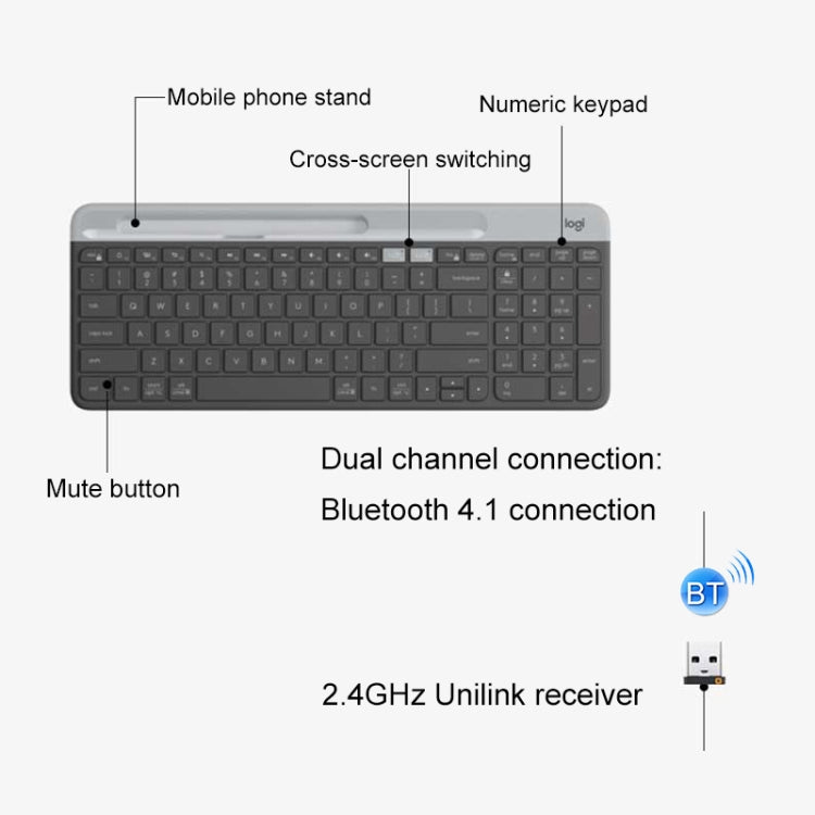 Logitech K580 Dual Modes Thin and Light Multi-device Wireless Keyboard with Phone Holder (White) - HoMEdemic™ 