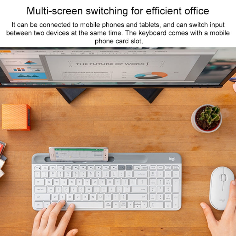 Logitech K580 Dual Modes Thin and Light Multi-device Wireless Keyboard with Phone Holder (White) - HoMEdemic™ 