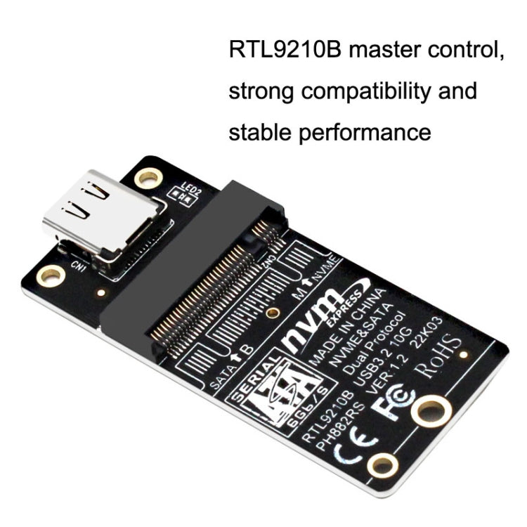 M.2 NVME Hard Disk Box Transfer Card RTL9210B Chip Type-C / USB-C USB3.1 Gen2 10Gbps(Black) - HoMEdemic™ 