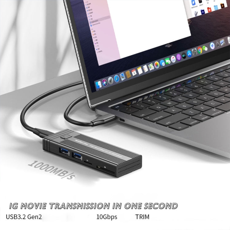 M.2 NVME SATA SSD Enclosure Adapter With 4 In 1 Hub USB 3.2 Gen 2 10Gbps HDD Adapter Support SD/TF Card Read(Black) - HoMEdemic™ 