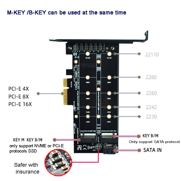 M.2 PCIe SSD Adapter Card PCIE 4x to M.2 Key M B Dual Interface Card - HoMEdemic™ 