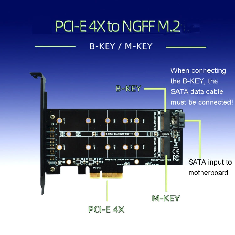 M.2 PCIe SSD Adapter Card PCIE 4x to M.2 Key M B Dual Interface Card - HoMEdemic™ 