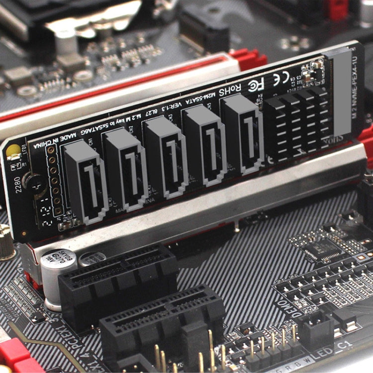M.2NVME-PCIE X4 / X8 / X16 Rotor SATA5 Port Transfer Card JMB585 Chip - HoMEdemic™ 