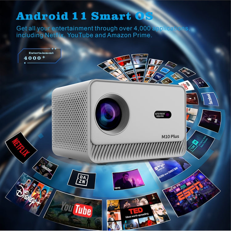 M10 Plus 1280x720P Projector 2.4G / 5G WIFI Bluetooth 5.2 Android 11 System Home Cinema AU Plug - HoMEdemic™ 