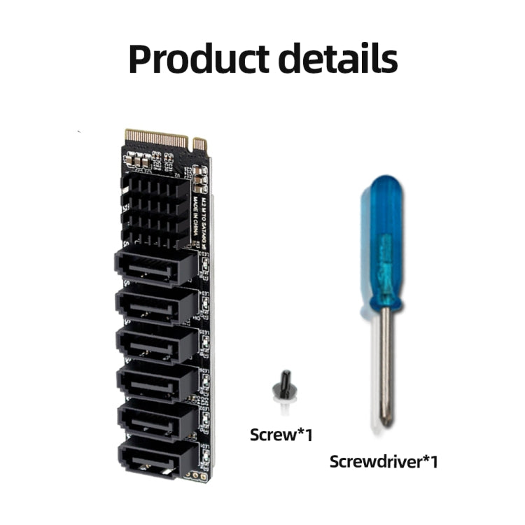 M2 M-EKY PCIE3.0 To SATA6G Transfer Expansion Card 6 Port Hard Disk Expansion Adapter Card(PH516) - HoMEdemic™ 