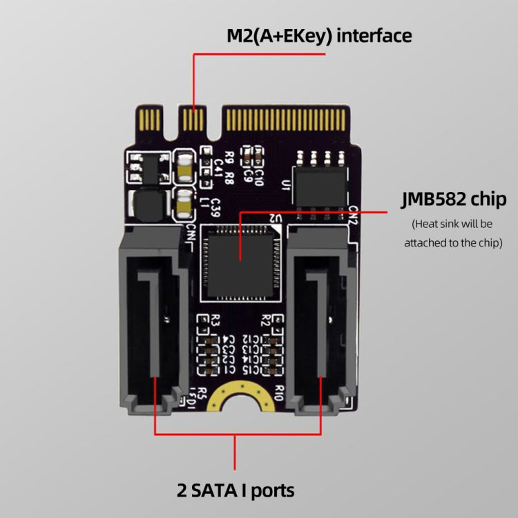 M2 to SATA3.0 Adapter Card PCI-E3.0 Card KEY A+E WiFi M.2 to SATA JMB582 Chip(Black) - HoMEdemic™ 