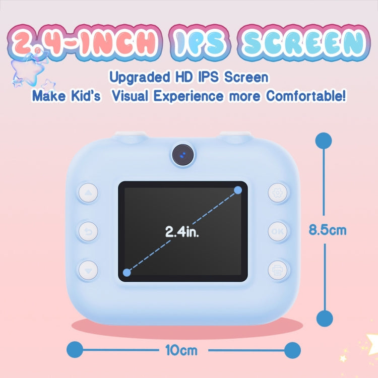 M8 2.4-Inch 1080P HD 2400W Pixel Dual-Camera Children Thermal Printing Camera, Color: Blue - HoMEdemic™ 