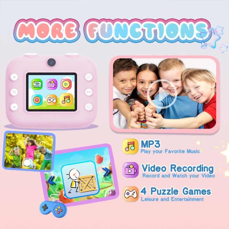 M8 2.4-Inch 1080P HD 2400W Pixel Dual-Camera Children Thermal Printing Camera, Color: Pink+32GB - HoMEdemic™ 