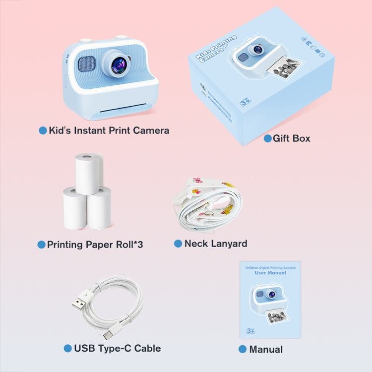 M8 2.4-Inch 1080P HD 2400W Pixel Dual-Camera Children Thermal Printing Camera, Color: Pink+32GB - HoMEdemic™ 