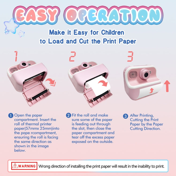M8 2.4-Inch 1080P HD 2400W Pixel Dual-Camera Children Thermal Printing Camera, Color: Purple - HoMEdemic™ 