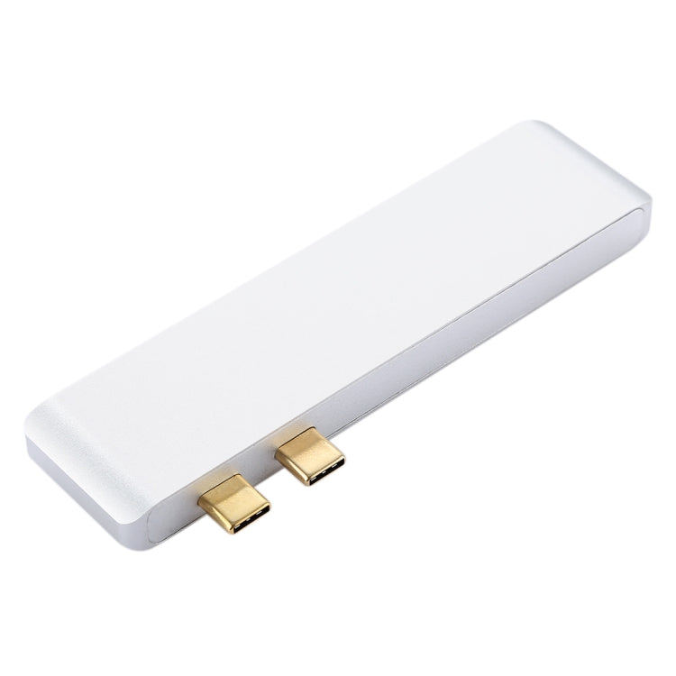 6 in 1 Multi-function Aluminium Alloy 5Gbps Transfer Rate Dual USB-C / Type-C HUB Adapter with 2 USB 3.0 Ports & 2 USB-C / Type-C Ports & SD Card Slot & TF Card Slot for Macbook 2015 / 2016 / 2017, 6 in 1 Silver, 6 in 1 Grey