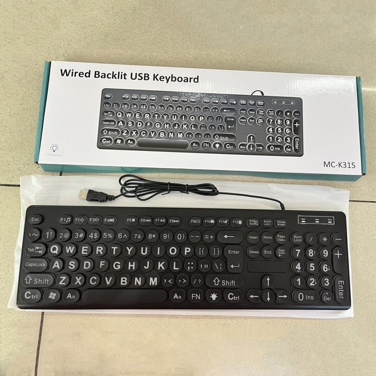 MC-K315 104 Keys Large Characters Blacklit Wired Keyboard(Black) - HoMEdemic™ 
