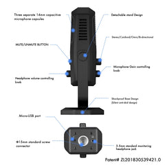 Yanmai SF-900 Multi-function Four Directivity Studio Recording Condenser Microphone with Desktop Stand - HoMEdemic™ 
