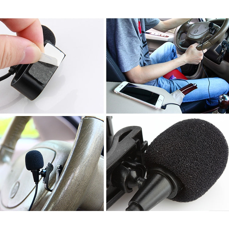 ZJ025MR Stick-on Clip-on Lavalier 3.5mm Jack Mono Microphone for Car GPS / Bluetooth Enabled Audio DVD External Mic, Cable Length: 3m, 3.5mm Jack Stereo - HoMEdemic™ 