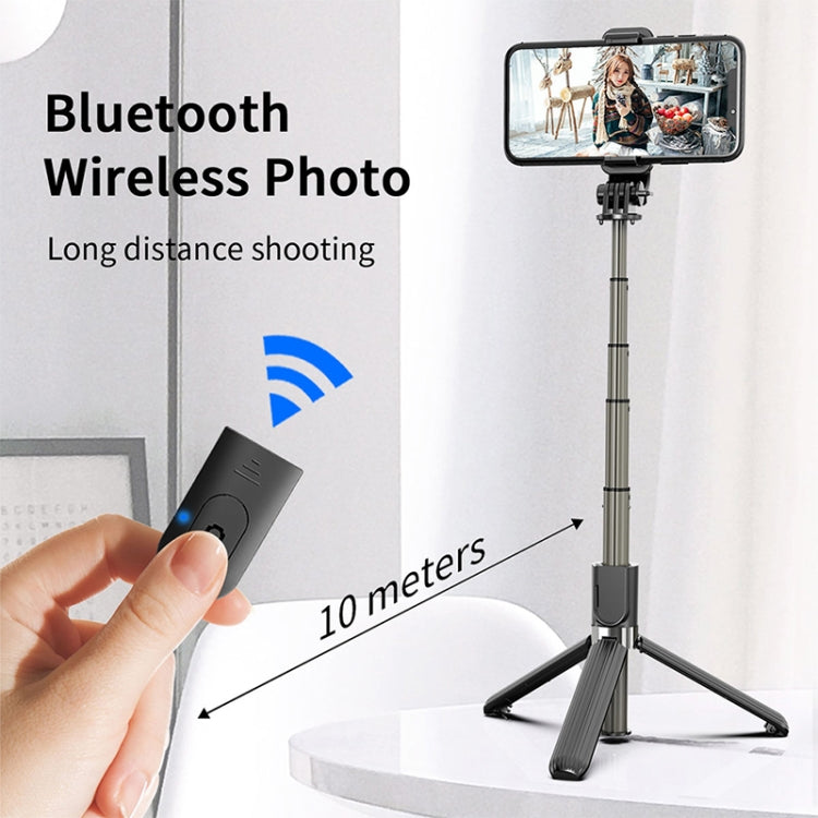 L03 Aluminum Alloy Foldable Bluetooth Tripod Selfie Stick, L03 Black
