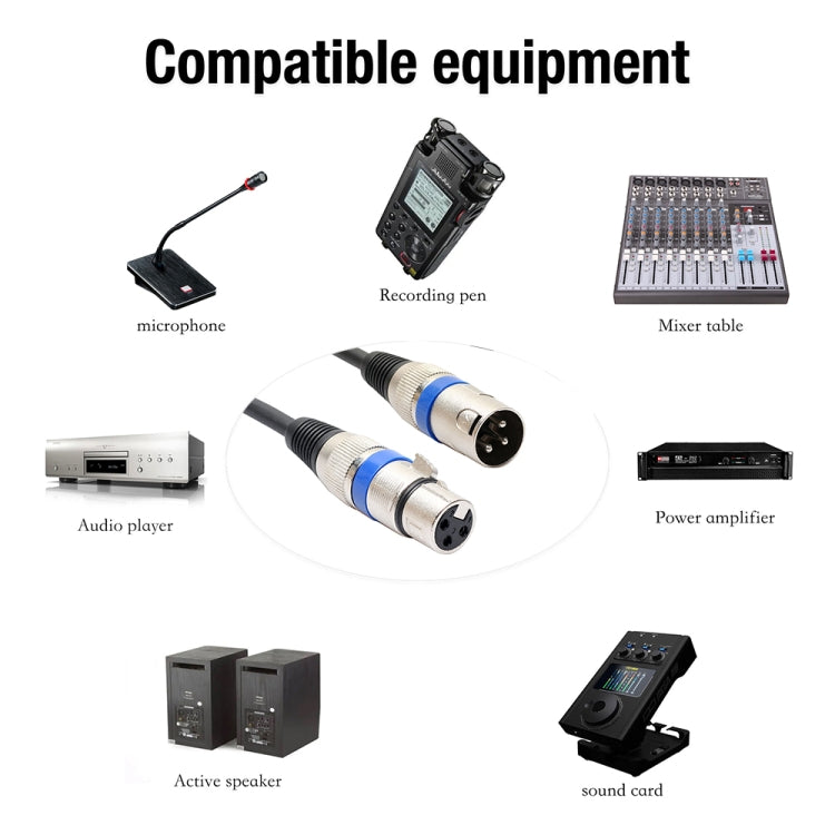 1.8m 3-Pin XLR Male to XLR Female MIC Shielded Cable Microphone Audio Cord, Length: 1.8m (Blue) - HoMEdemic™ 