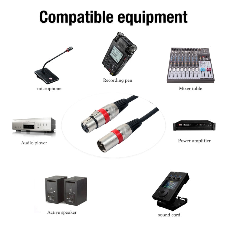1.8m 3-Pin XLR Male to XLR Female MIC Shielded Cable Microphone Audio Cord, Length: 1.8m (Red) - HoMEdemic™ 