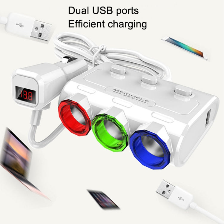 MEICHELE Car Cigarette Lighter Charger Dual USB 1A+2.1A With Switch(White Voltage Version) - HoMEdemic™ 