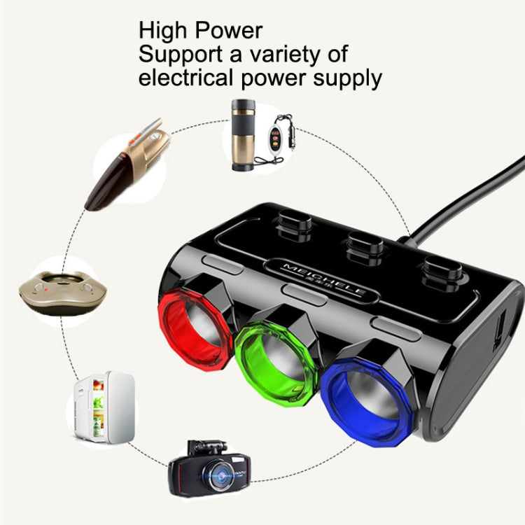 MEICHELE Car Cigarette Lighter Charger Dual USB 1A+2.1A With Switch(White Voltage Version) - HoMEdemic™ 