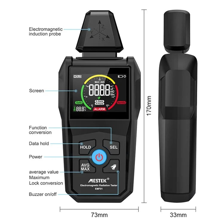 MESTEK  EMF01 Electromagnetic Radiation Detector Highly Sensitive 3-Axis Sensing Probe - HoMEdemic™ 