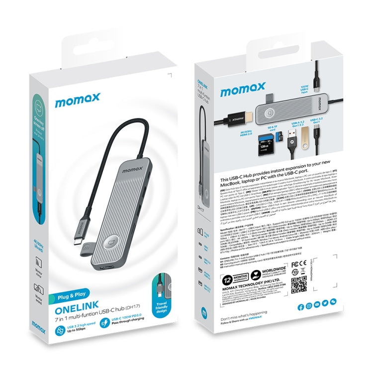 MOMAX DH17 7 in 1 ONELINK Travel Case Type-C to USB Docking Station HUB Adapter - HoMEdemic™ 