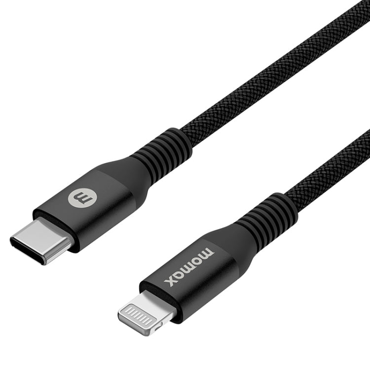 MOMAX DL51D Type-C / USB-C to 8 Pin PD Braided Fast Charging Cable, Length: 1.2m (Black) - HoMEdemic™ 