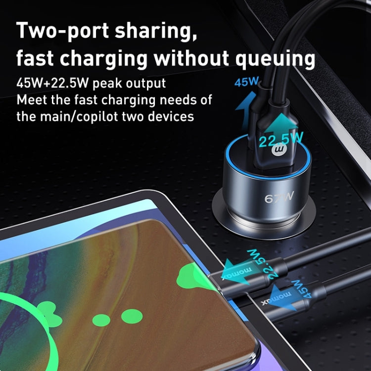 MOMAX UC16E 67W USB-C / Type-C + USB Dual Ports Car Charger - HoMEdemic™ 
