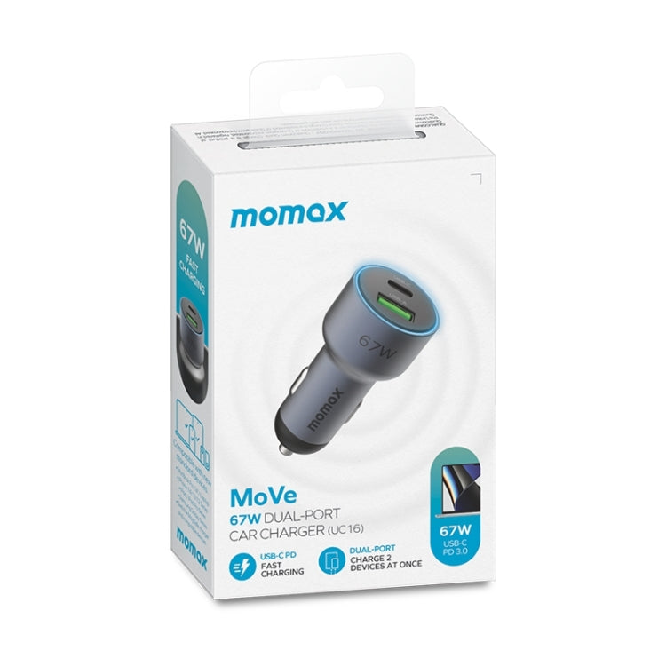 MOMAX UC16E 67W USB-C / Type-C + USB Dual Ports Car Charger - HoMEdemic™ 