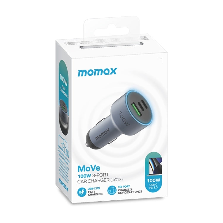 MOMAX UC17E 100W USB-C / Type-C x 2 + USB Three Ports Car Charger - HoMEdemic™ 