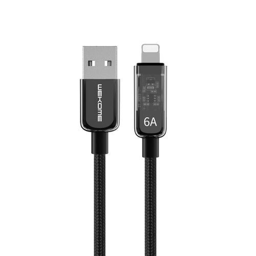 WK WDC-180 6A Pioneer Series USB to 8 Pin Transparent Fast Charge Data Cable, Length: 1m(Black) - HoMEdemic™ 