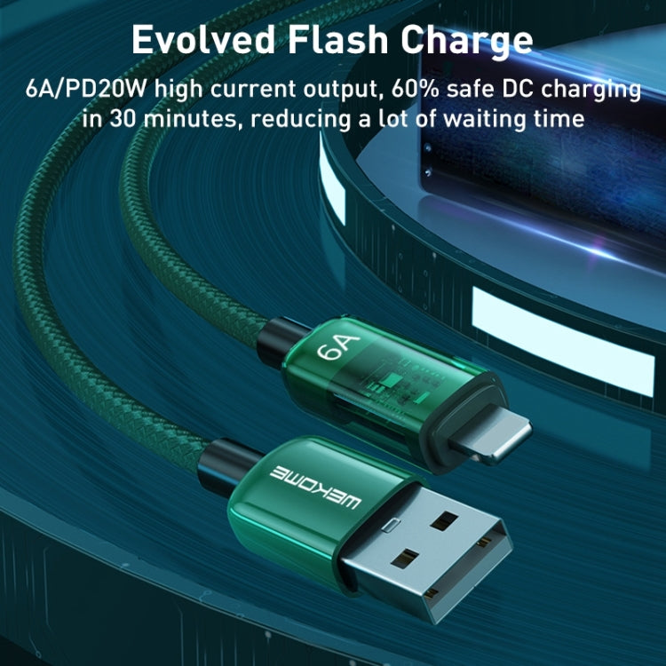 WK WDC-180 6A Pioneer Series USB to 8 Pin Transparent Fast Charge Data Cable, Length: 1m(Green) - HoMEdemic™ 