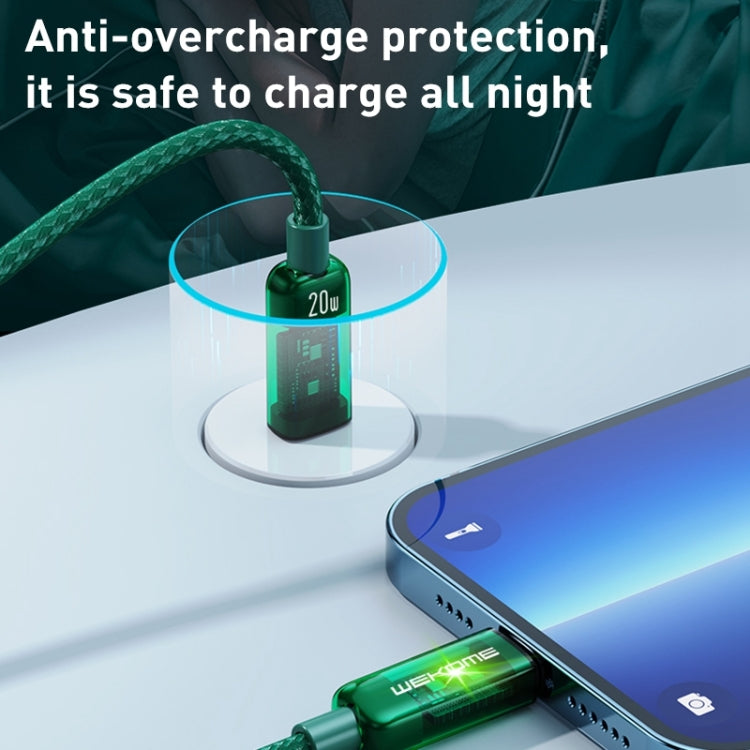 WK WDC-180 6A Pioneer Series USB to 8 Pin Transparent Fast Charge Data Cable, Length: 1m(Green) - HoMEdemic™ 