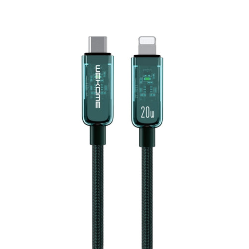 WK WDC-181 PD 20W Pioneer Series USB-C/Type-C to 8 Pin Transparent Fast Charge Data Cable, Length:1m (Green) - HoMEdemic™ 