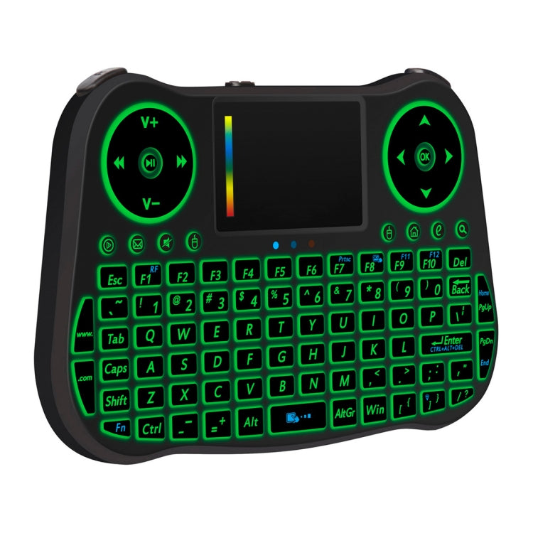 MT08 2.4GHz Mini Wireless Air Mouse QWERTY Keyboard with Colorful Backlight & Touchpad & Multimedia Control for PC, TV(Black) - HoMEdemic™ 