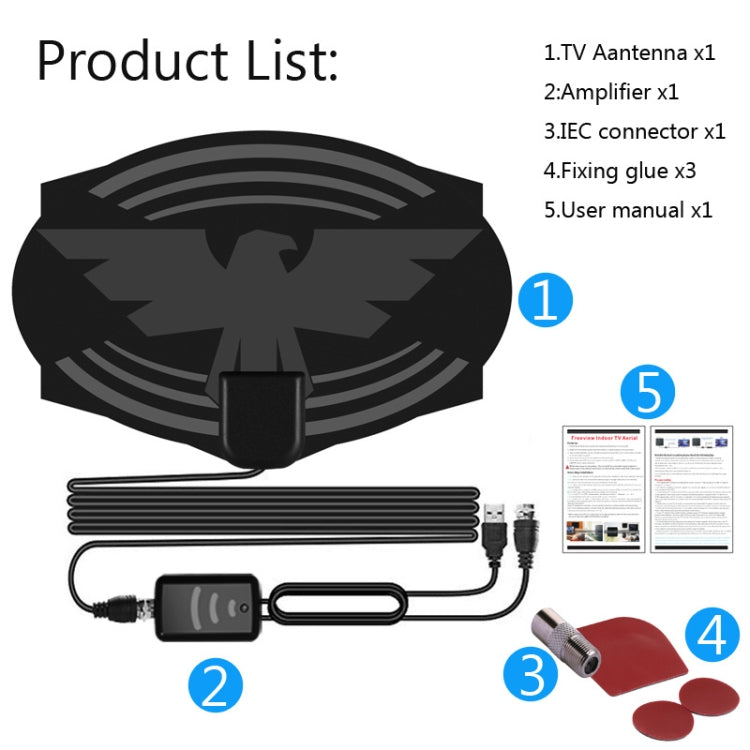 MYC-HDTV049 25dB 4K HDTV Antenna, Reception Range: 150 Miles, MYC-HDTV049 - HoMEdemic™ 