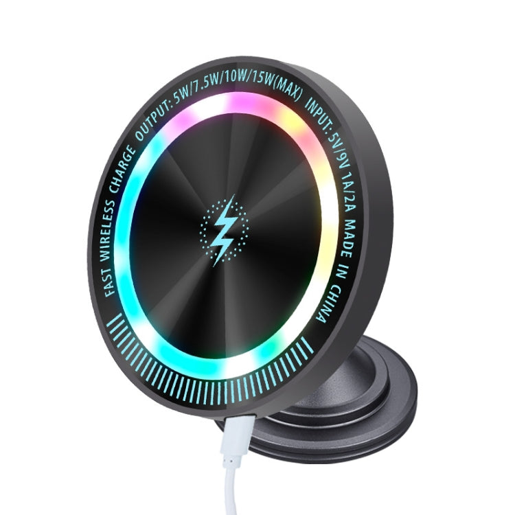 Magsafe 15W Magnetic Colorful Light Wireless Charging Mobile Phone Holder, Color: A9 Adhesive Dark Gray - HoMEdemic™ 