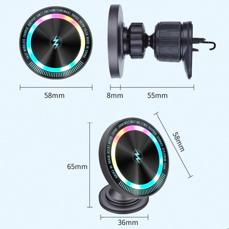Magsafe 15W Magnetic Colorful Light Wireless Charging Mobile Phone Holder, Color: A9 Adhesive Dark Gray - HoMEdemic™ 