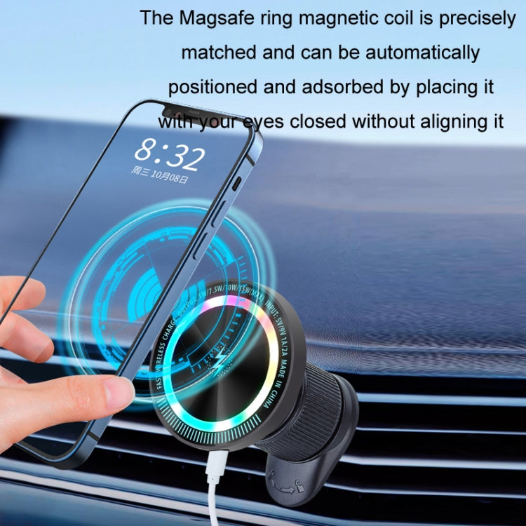 Magsafe 15W Magnetic Colorful Light Wireless Charging Mobile Phone Holder, Color: A9 Adhesive Dark Gray - HoMEdemic™ 