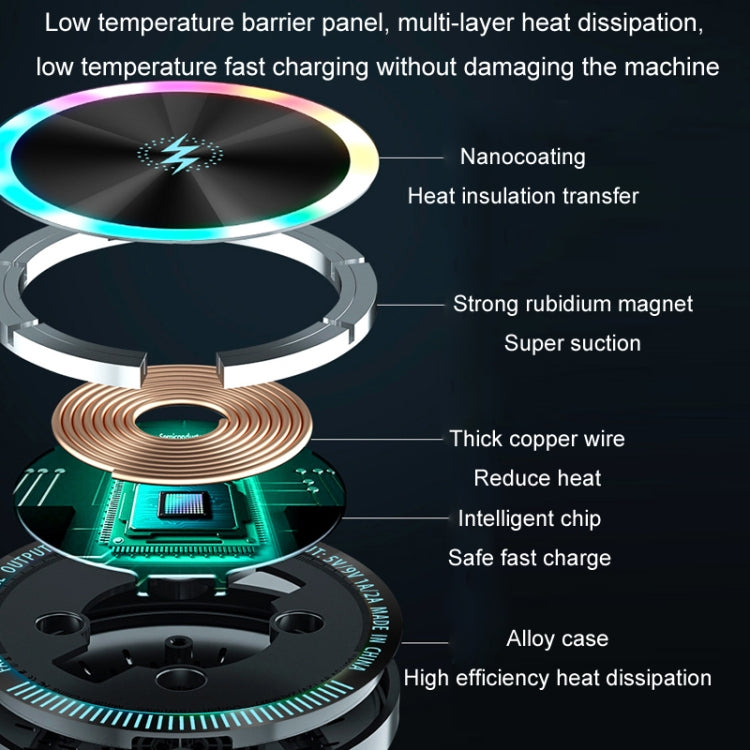 Magsafe 15W Magnetic Colorful Light Wireless Charging Mobile Phone Holder, Color: A9 Adhesive Dark Gray - HoMEdemic™ 