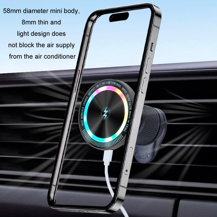 Magsafe 15W Magnetic Colorful Light Wireless Charging Mobile Phone Holder, Color: A9 Adhesive Dark Gray - HoMEdemic™ 