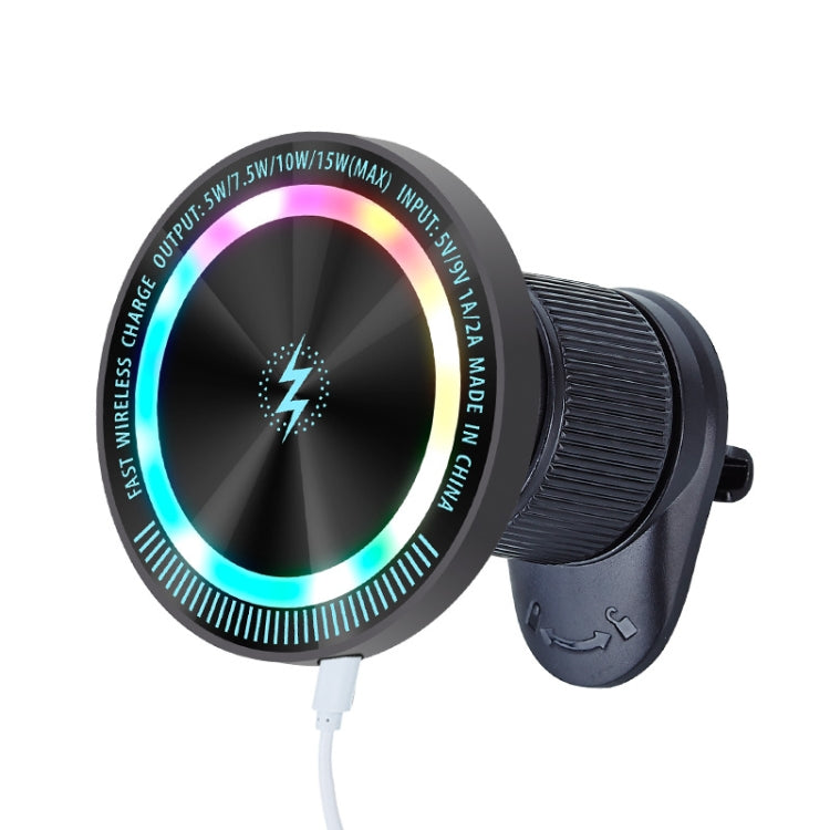 Magsafe 15W Magnetic Colorful Light Wireless Charging Mobile Phone Holder, Color: A9 Air Outlet Dark Gray - HoMEdemic™ 