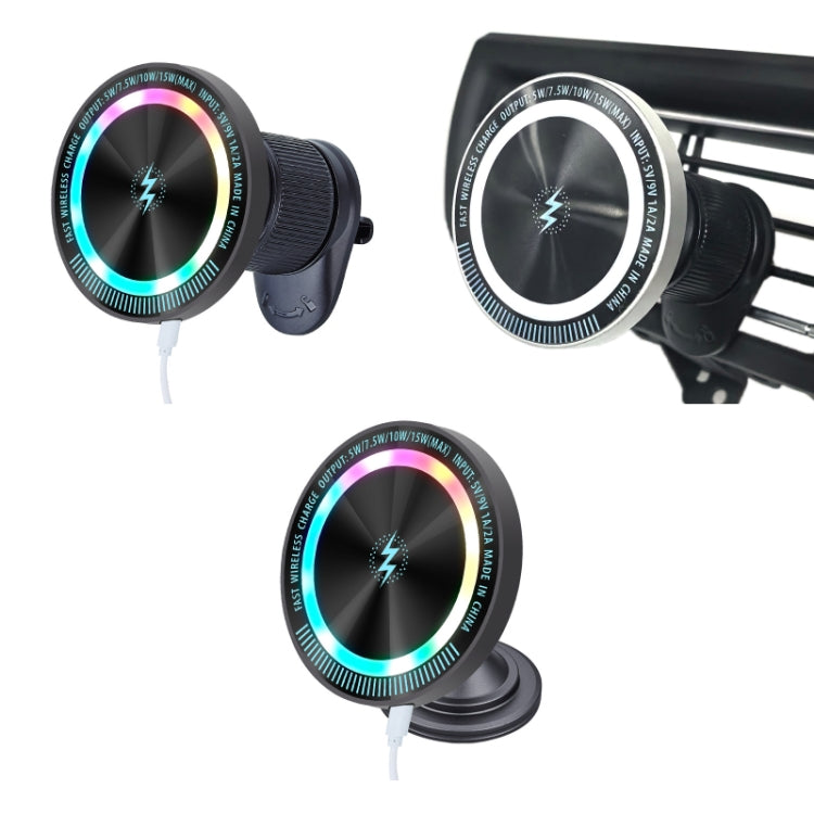 Magsafe 15W Magnetic Colorful Light Wireless Charging Mobile Phone Holder, Color: A9 Air Outlet Dark Gray - HoMEdemic™ 