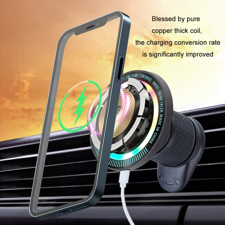 Magsafe 15W Magnetic Colorful Light Wireless Charging Mobile Phone Holder, Color: A9 Air Outlet Dark Gray - HoMEdemic™ 