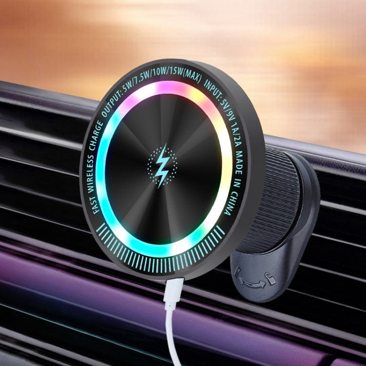 Magsafe 15W Magnetic Colorful Light Wireless Charging Mobile Phone Holder, Color: A9 Air Outlet Dark Gray - HoMEdemic™ 