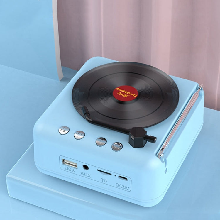 Manovo H3 Macaron Vinyl Record Player Bluetooth Speaker Retro Radio Stereo(Blue) - HoMEdemic™ 