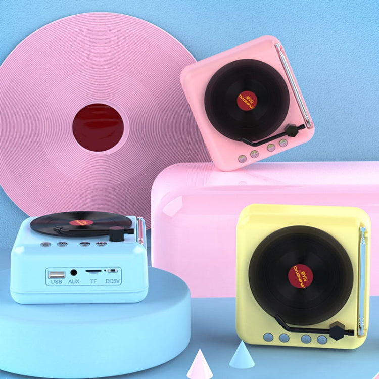 Manovo H3 Macaron Vinyl Record Player Bluetooth Speaker Retro Radio Stereo(Blue) - HoMEdemic™ 