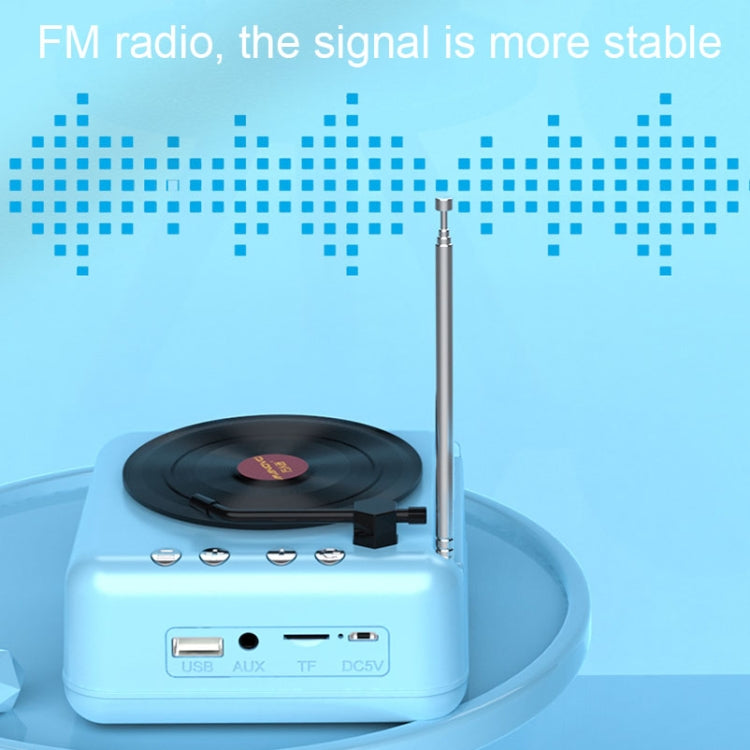 Manovo H3 Macaron Vinyl Record Player Bluetooth Speaker Retro Radio Stereo(Blue) - HoMEdemic™ 
