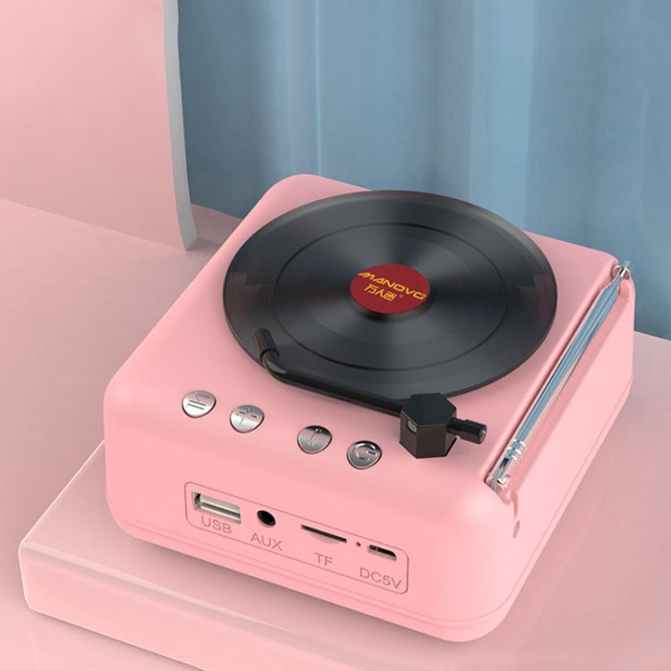Manovo H3 Macaron Vinyl Record Player Bluetooth Speaker Retro Radio Stereo(Pink) - HoMEdemic™ 