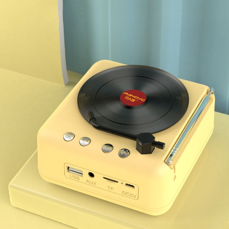 Manovo H3 Macaron Vinyl Record Player Bluetooth Speaker Retro Radio Stereo(Yellow) - HoMEdemic™ 