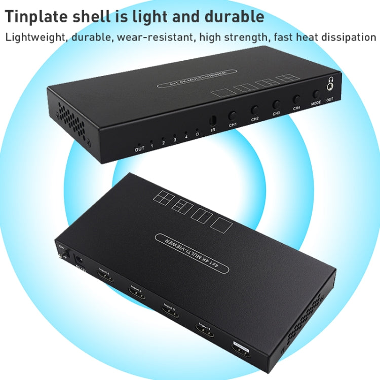 Measy MV4341 4K 30Hz 4 In 1 Out HDMI Quad Screen Splitter, Plug Type: EU Plug (Black) - HoMEdemic™ 